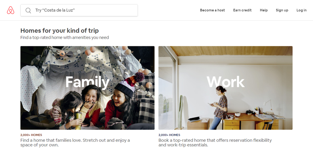 airbnb-Startseite
